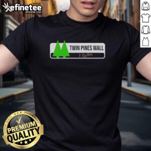 Alt Text: Original Back To The Future Twin Pines Mall T-Shirt featuring iconic 1:16 AM design, perfect for fans of the classic film.