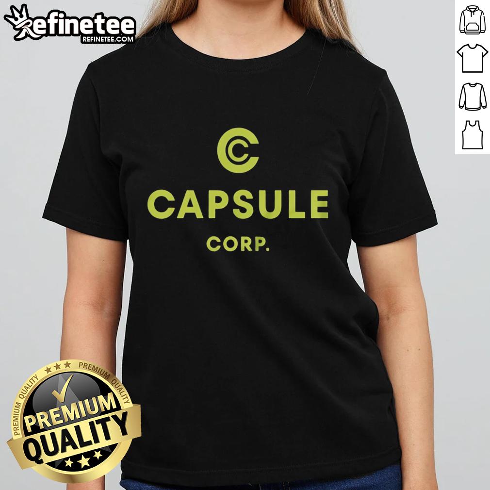 Alt Text: Original Capsule Corp Trunks Dragon Ball ladies tee featuring vibrant graphics and a stylish fit for fans.