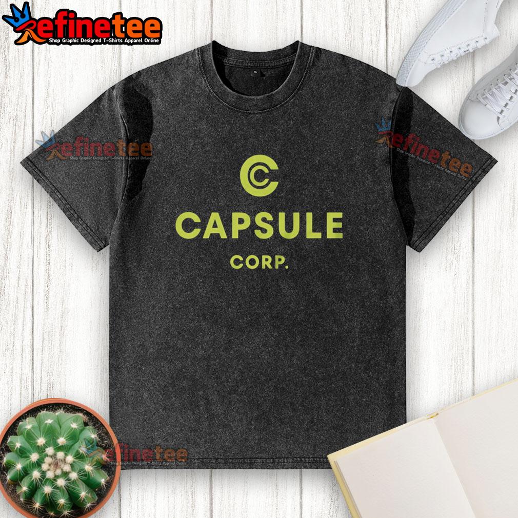 Original Capsule Corp Trunks Dragon Ball washed t-shirt featuring vibrant colors and iconic anime design.