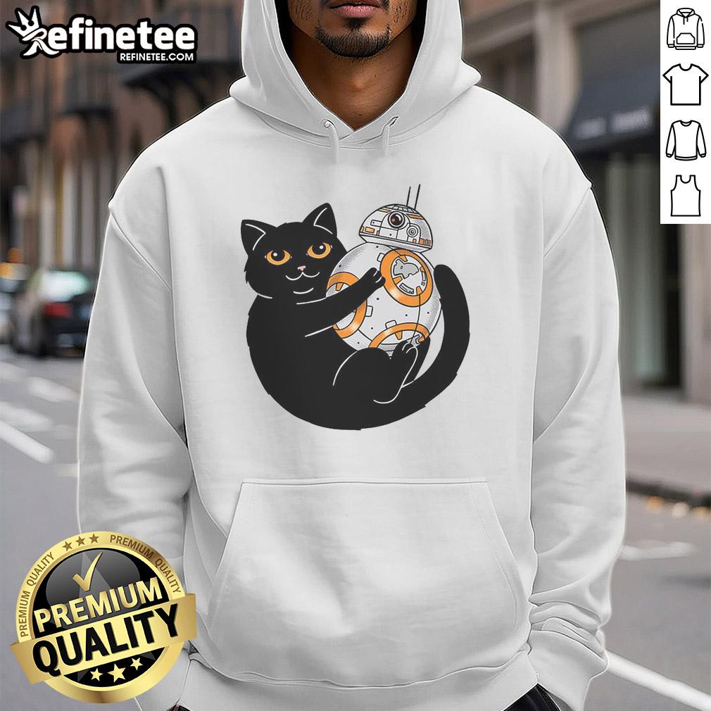 Original Cat and Droid Star Wars Hoodie featuring playful cat design and iconic Star Wars characters in vibrant colors.