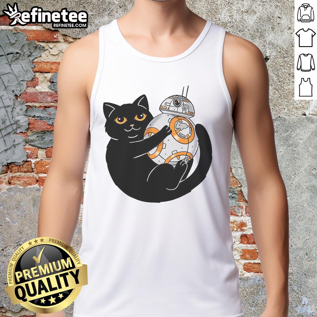 Original Cat and Droid Star Wars tank top featuring a playful design for fans of sci-fi and feline art.