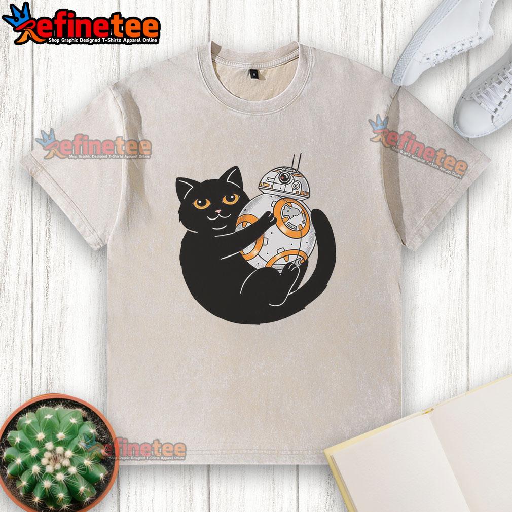 Original Cat and Droid Star Wars washed t-shirt featuring a unique graphic design, perfect for sci-fi and cat lovers.