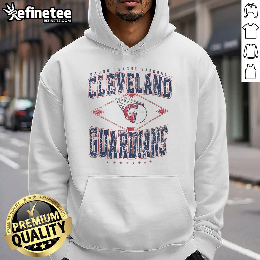 Alt Text: Original Cleveland Guardians Major League Baseball Cooperstown Diamond Hoodie in navy blue, featuring team logo.
