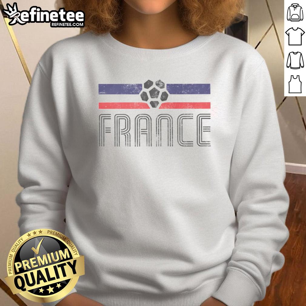 Original France Retro Stripe World Cup Football Sweatshirt featuring classic design and vibrant colors.