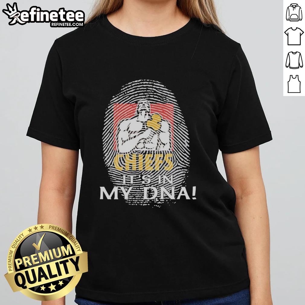 Original Gallagher Chiefs Football 2026 'It's In My DNA' Finger Print Ladies Tee showcasing team spirit and style.