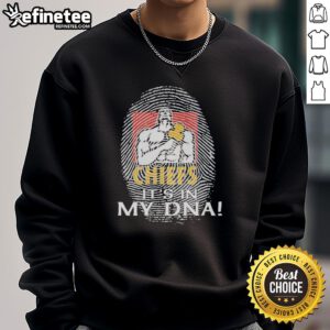 Alt Text: Original Gallagher Chiefs Football 2026 sweatshirt featuring It's In My DNA graphic and unique finger print design.