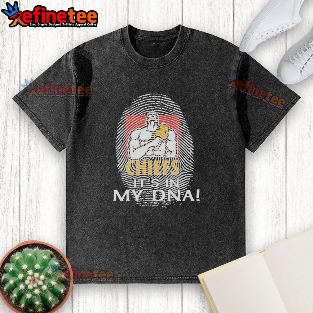 Alt Text: Original Gallagher Chiefs Football 2026 'It's In My DNA' Finger Print Washed T-Shirt showcasing unique design.
