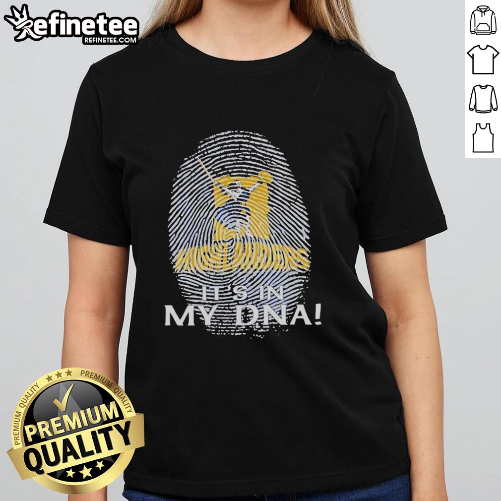 Alt Text: Original Highlanders Rugby Club 2026 'It's In My DNA' Finger Print Ladies Tee, showcasing team pride and unique design.