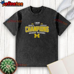 Original NCAA Michigan Wolverines 2026 Big 10 Men's Lacrosse Tournament Champions washed t-shirt in navy blue.