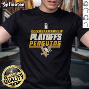 Alt Text: Original Pittsburgh Penguins Ice Hockey 2026 Stanley Cup Playoffs Logo T-Shirt featuring team colors and iconic logo.