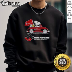 Original Snoopy and Woodstock Driver Car Crusaders Sweatshirt featuring vibrant cartoon graphics on a cozy fabric.