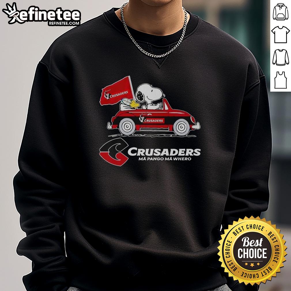 Original Snoopy and Woodstock Driver Car Crusaders Sweatshirt featuring vibrant cartoon graphics on a cozy fabric.