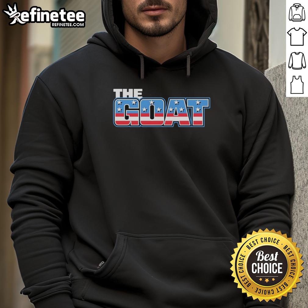 Alt Text: Original The Goat American Flag Pattern Hoodie featuring a vibrant flag design and cozy fit for patriotic style.
