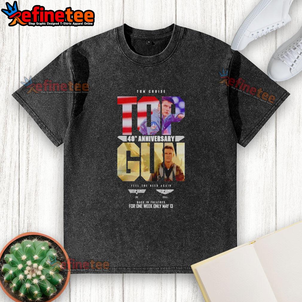 Original Tom Cruise Top Gun Maverick 40th Anniversary washed t-shirt for 'Feel The Need Again' event, May 13.