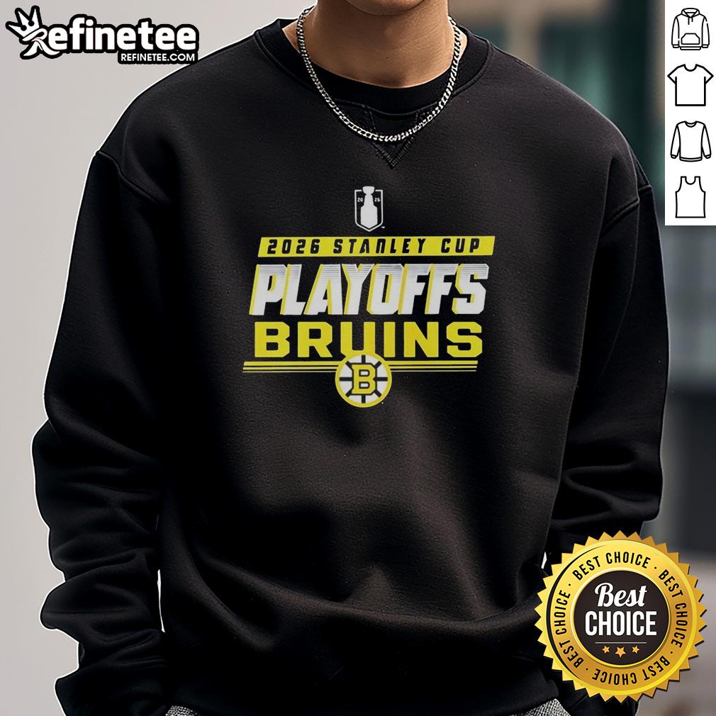 Premium Boston Bruins NHL 2026 Stanley Cup Playoffs sweatshirt showcasing team logo and stylish design for fans.