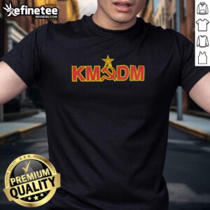 Alt Text: Premium KMFDM Hammer and Sickle T-Shirt featuring the iconic symbol of the Communist Party in bold design.