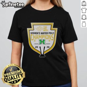 2026 Premium Rainbow Wahine The Big West Women's Water Polo Champions Ladies Tee celebrating the team's victory.
