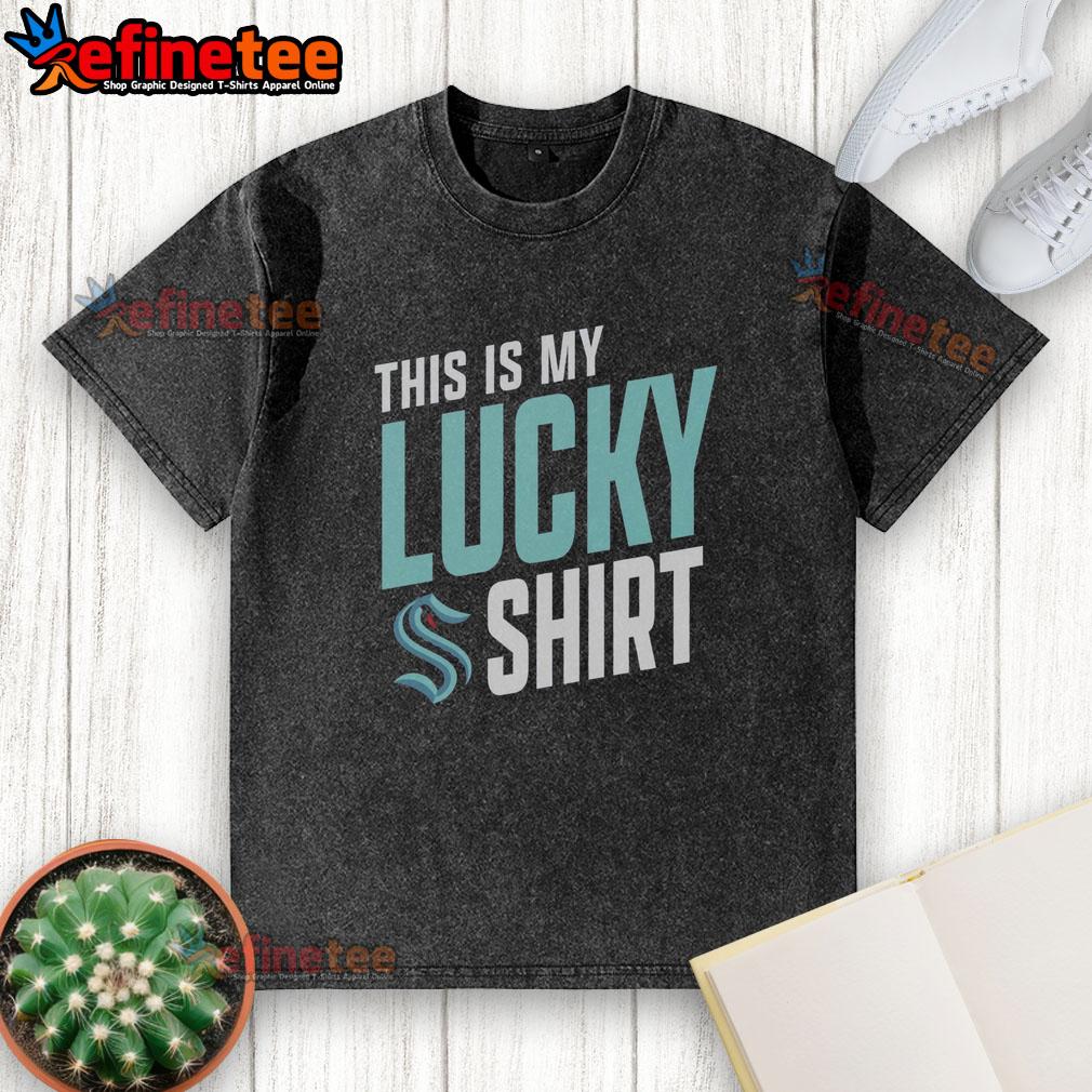 Premium Seattle Kraken 'This Is My Lucky' washed t-shirt showcasing team pride and casual style for fans.