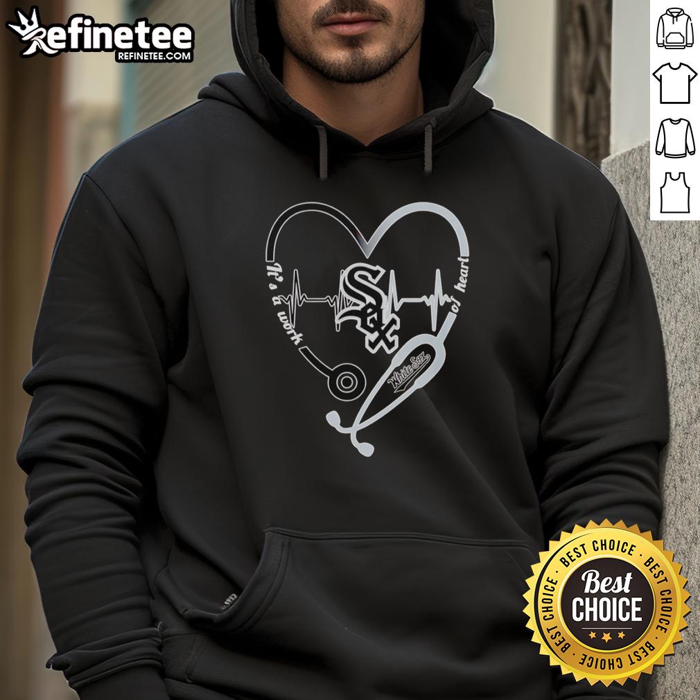Pretty Chicago White Sox hoodie featuring a heart-shaped stethoscope and heartbeat design, perfect for fans and healthcare workers.