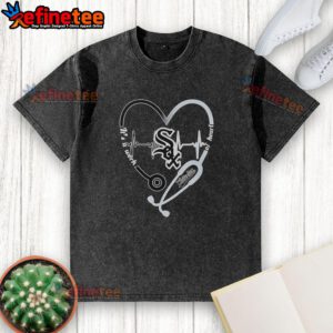 Pretty Chicago White Sox heart and soul t-shirt with stethoscope and heartbeat design, perfect for fans.