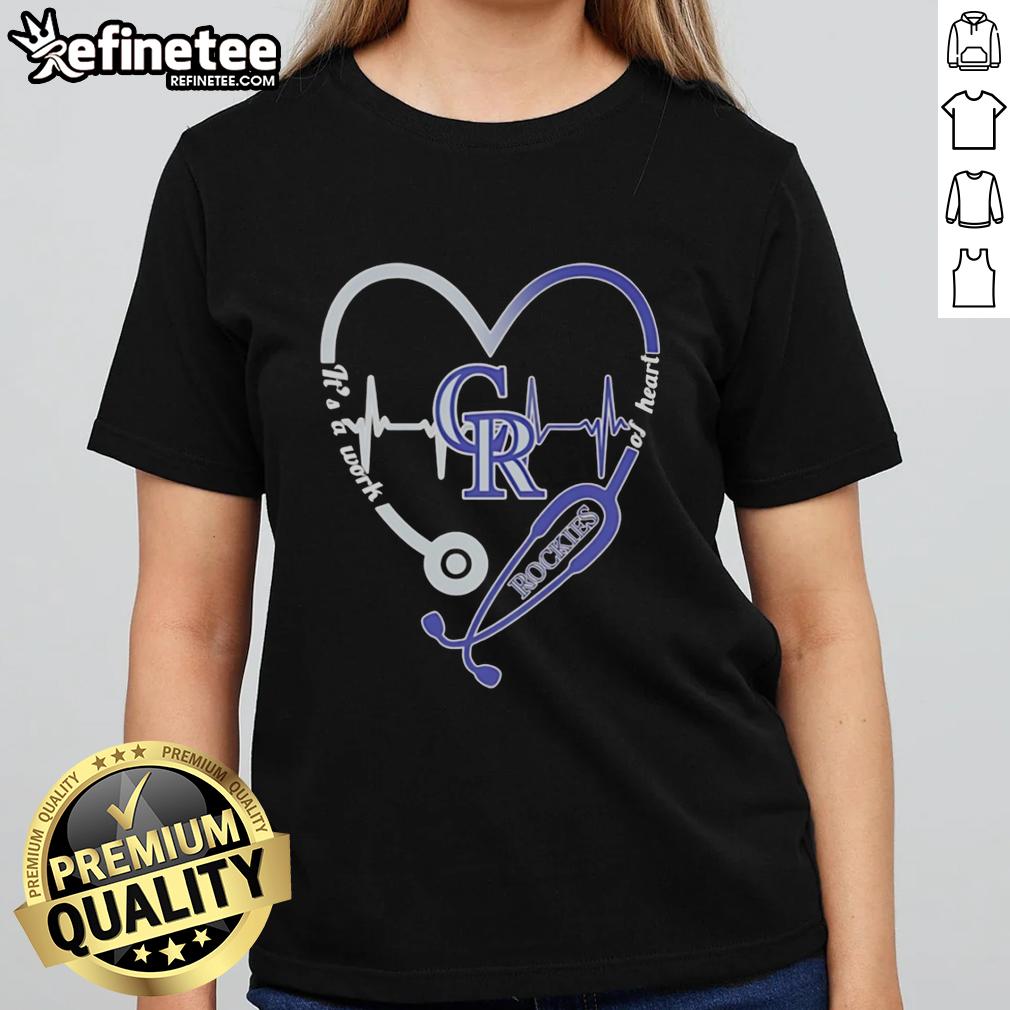 Pretty Colorado Rockies heart and soul tee with stethoscope and heartbeat design for women, showcasing love for health.