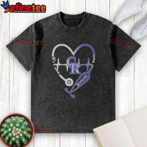 Heart and soul stethoscope design on a washed t-shirt, showcasing the beauty of the Colorado Rockies.