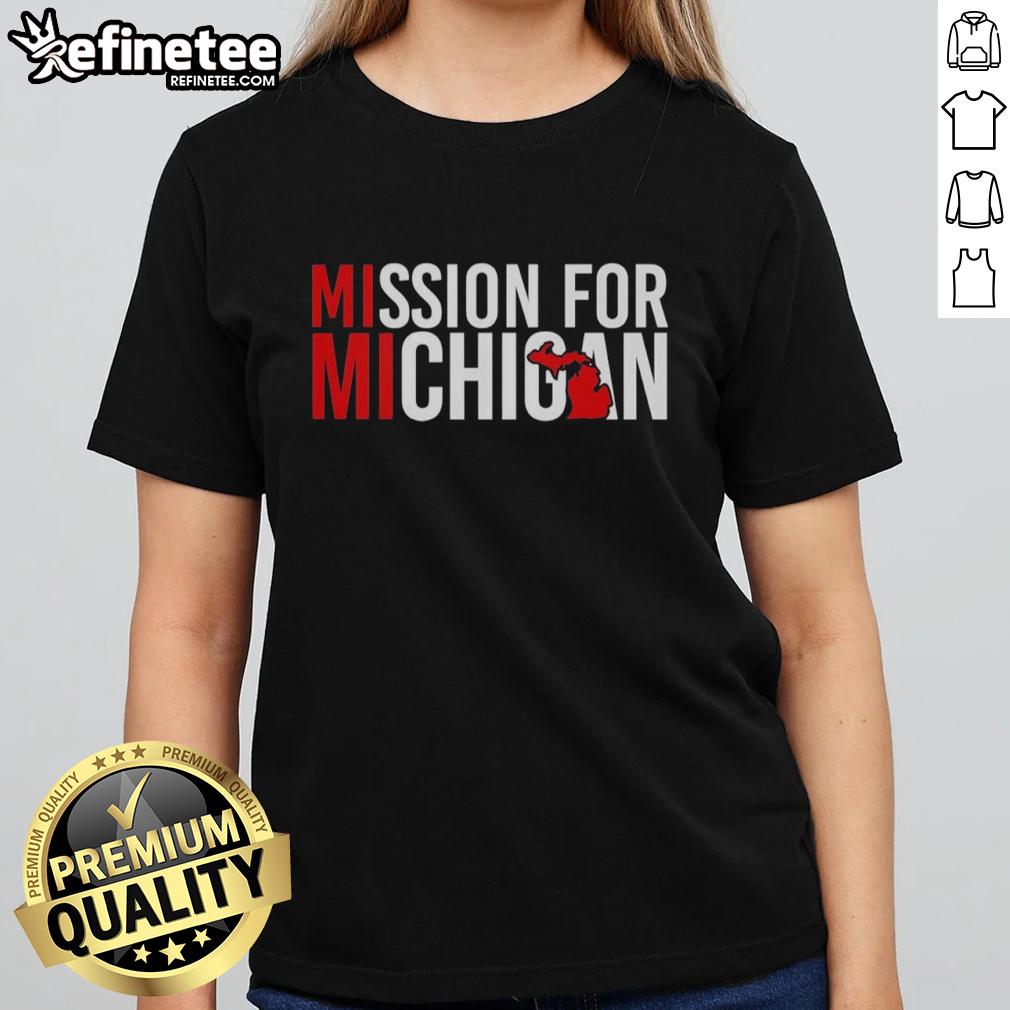 Pretty Mission for Michigan Ladies Tee featuring a stylish design and vibrant colors, perfect for casual wear in Michigan.