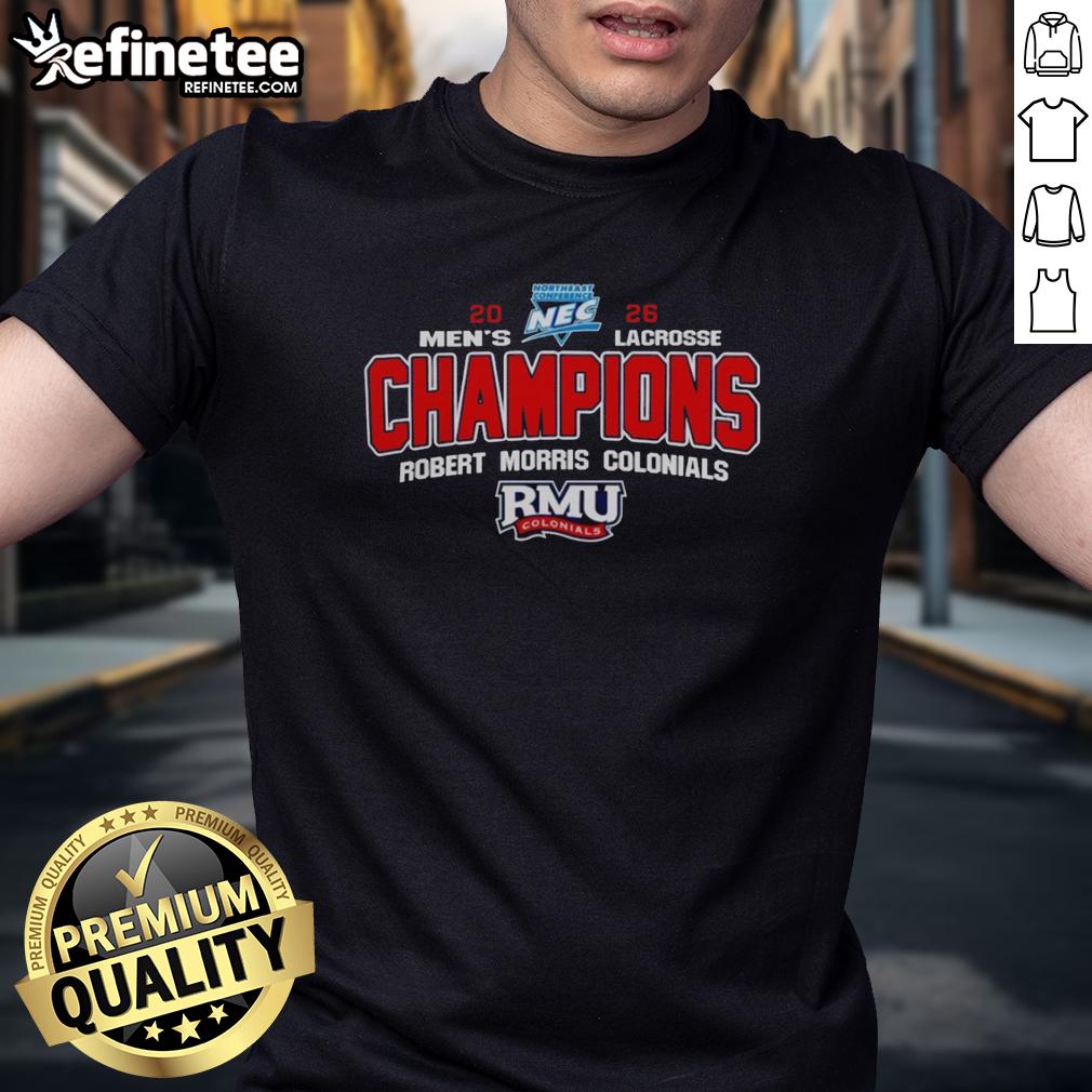 Alt Text: Stylish NCAA Robert Morris Colonials 2026 Northeast Conference Tournament Champions T-Shirt in vibrant colors.