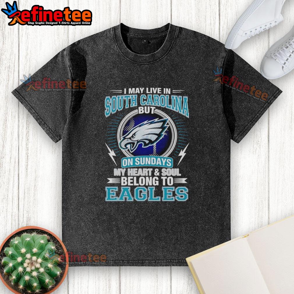 Pretty Philadelphia Eagles washed t-shirt showcasing team pride, perfect for fans living in South Carolina on game days.