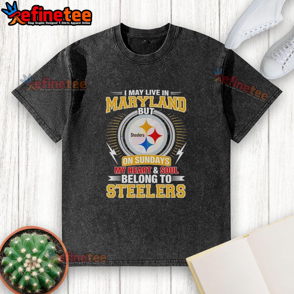 Pretty Pittsburgh Steelers washed t-shirt showcasing team pride for fans living in Maryland on game day.