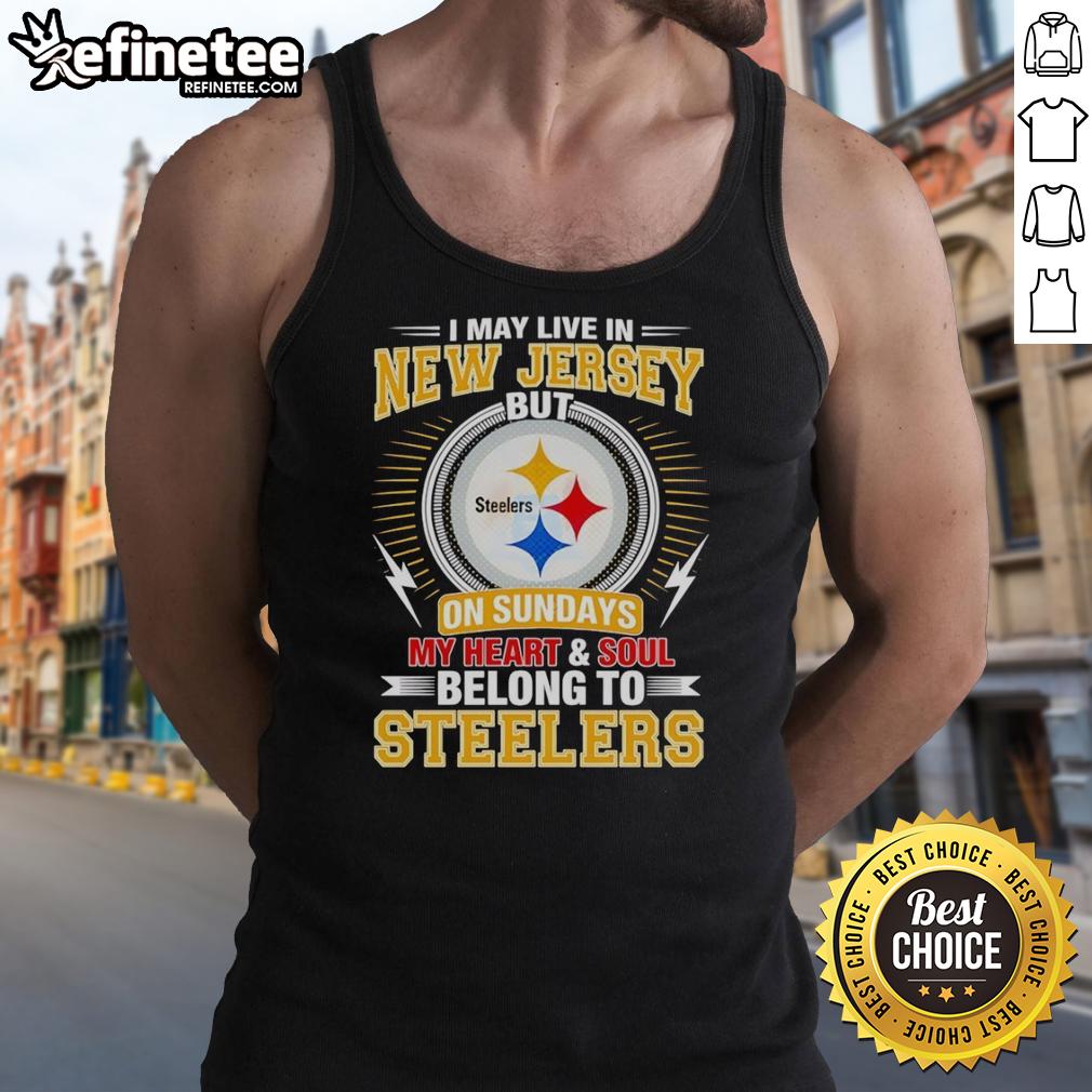 Pretty Pittsburgh Steelers tank top with 'My heart and soul belong to Steelers' design, perfect for fans in New Jersey.