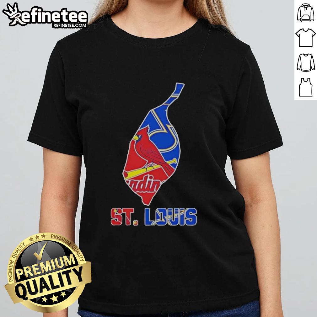 Alt Text: Pretty St. Louis Sports Teams graphic on a stylish transfer state ladies tee, perfect for fans.
