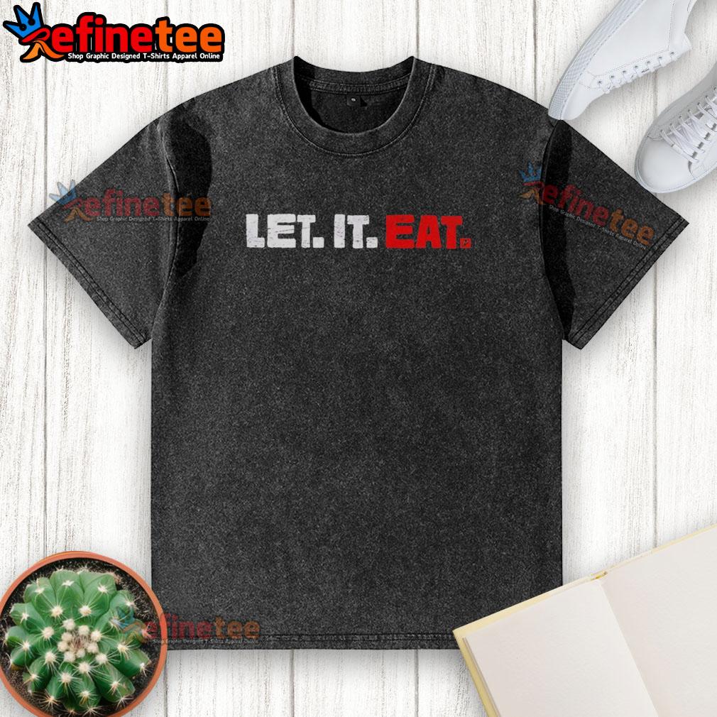 Trevor Bauer wearing a 'Let It Eat' washed t-shirt, showcasing his casual style and love for baseball fashion.