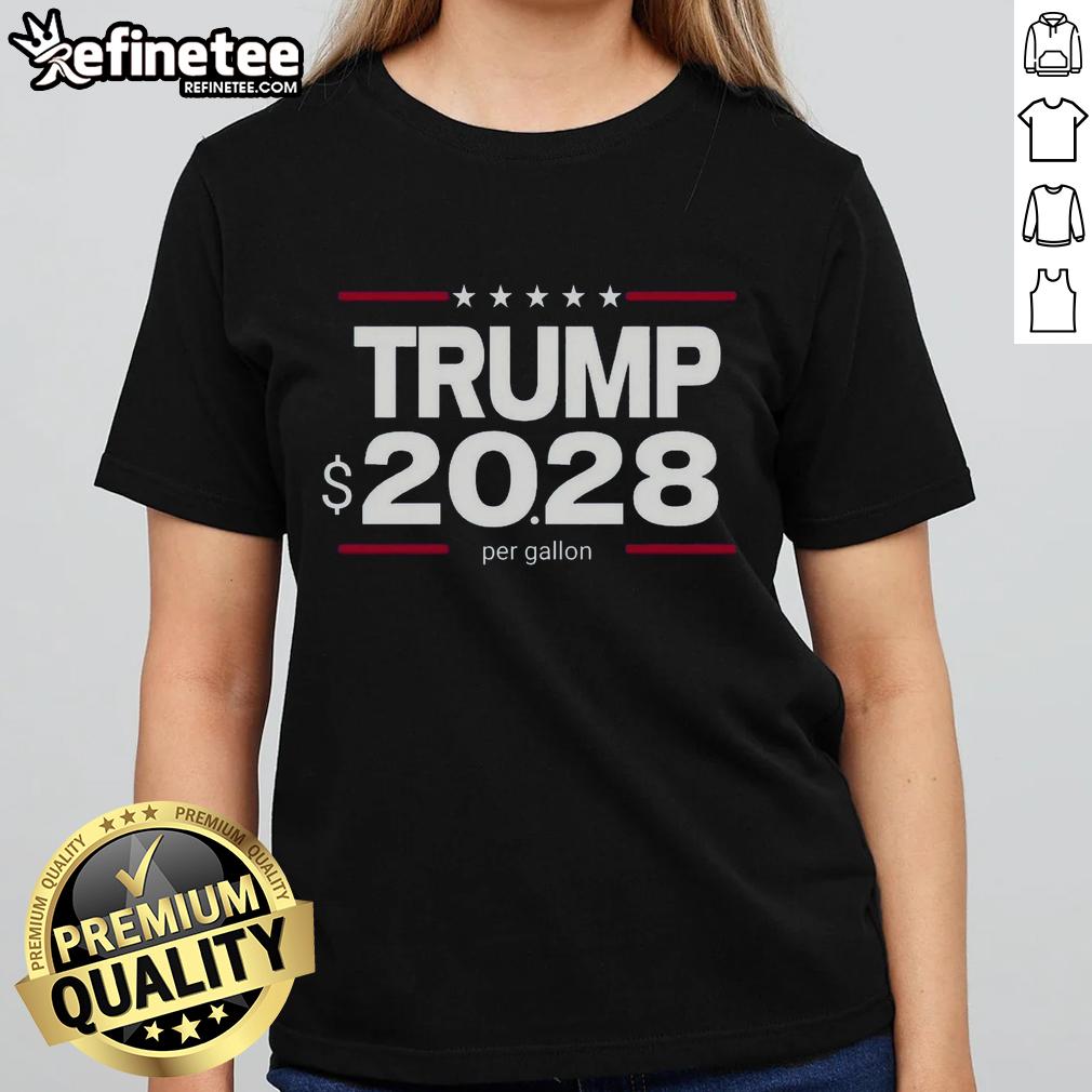 Pretty Trump $20.28 Per Gallon Ladies Tee featuring bold graphic design, perfect for casual wear and political statement.