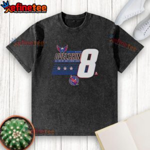 Alt Text: Top Alexander Ovechkin 8 Washington Capitals all-time NHL goals scoring leader washed T-shirt design.