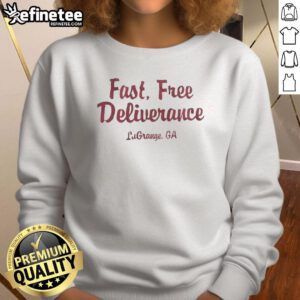 Top Fast Free Deliverance Sweatshirt in navy blue, featuring a stylish design and cozy fit for casual wear.