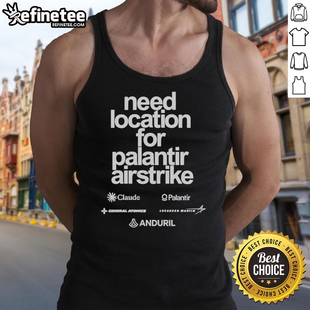 Stylish Palantir Airstrike Tank Top displayed on a mannequin, perfect for casual wear and fans of military-themed apparel.