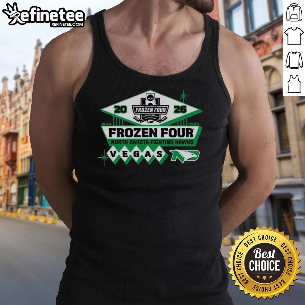Top official North Dakota Ice 2026 NCAA Hockey Frozen Four tank top featuring vibrant team colors and logo design.
