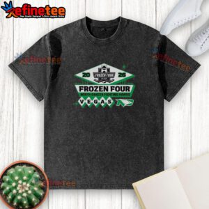 Top Official North Dakota Ice 2026 NCAA Hockey Frozen Four Washed T-Shirt featuring team colors and logo.