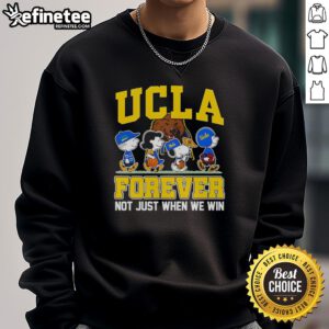 Top Peanuts X UCLA Bruins cartoon sweatshirt featuring fans celebrating, perfect for loyal supporters, win or lose.