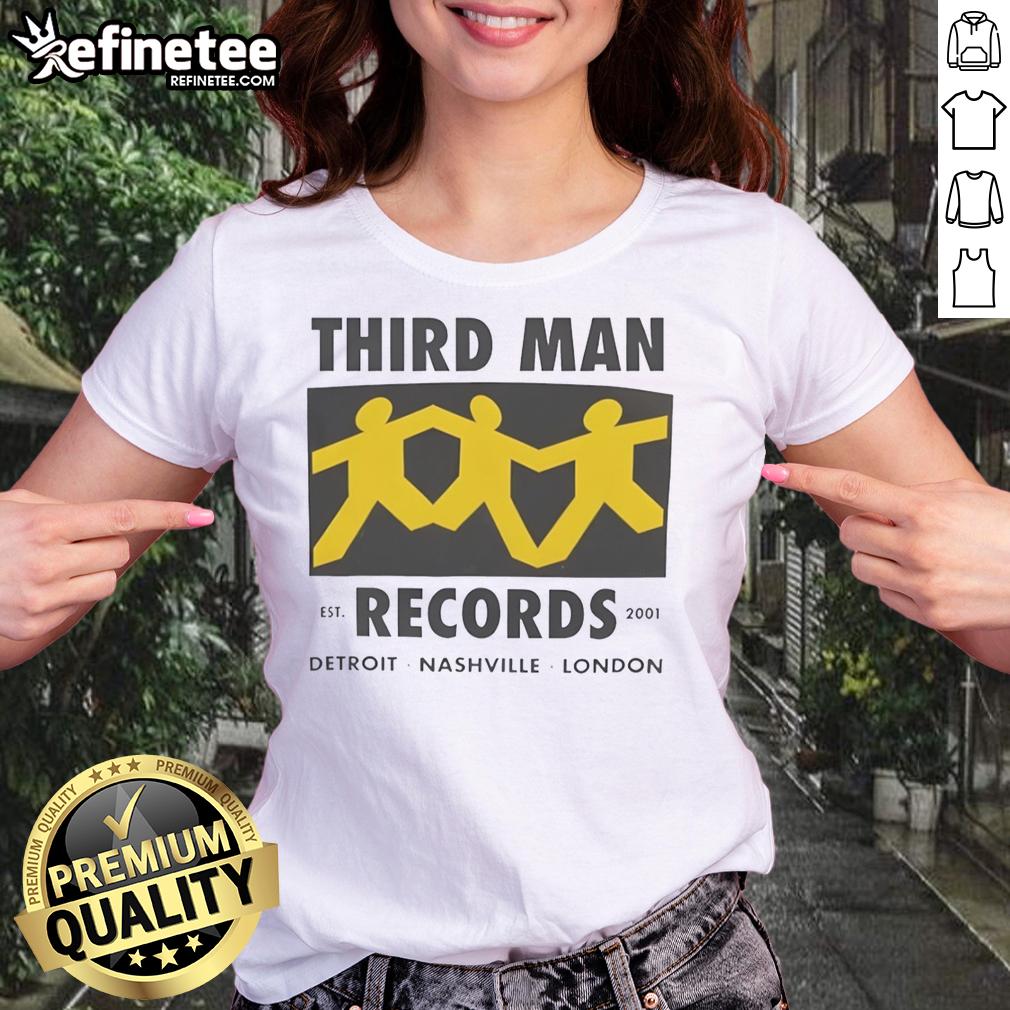 Top Third Man Records Detroit Nashville London Est 2001 Ladies Tee featuring a stylish design and premium fabric.
