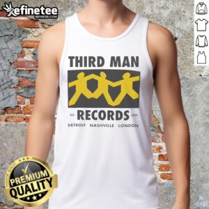 Top Third Man Records tank top featuring Detroit, Nashville, and London, est. 2001, perfect for music fans and collectors.