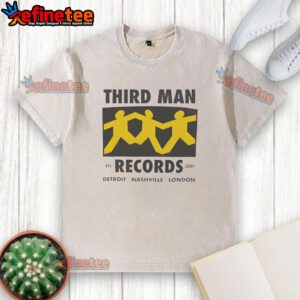 Top Third Man Records washed t-shirt featuring Detroit, Nashville, and London established 2001 design.