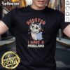 Hot llama astronaut in space wearing 'Houston I Have A Probllama' T-shirt, perfect for quirky space lovers.