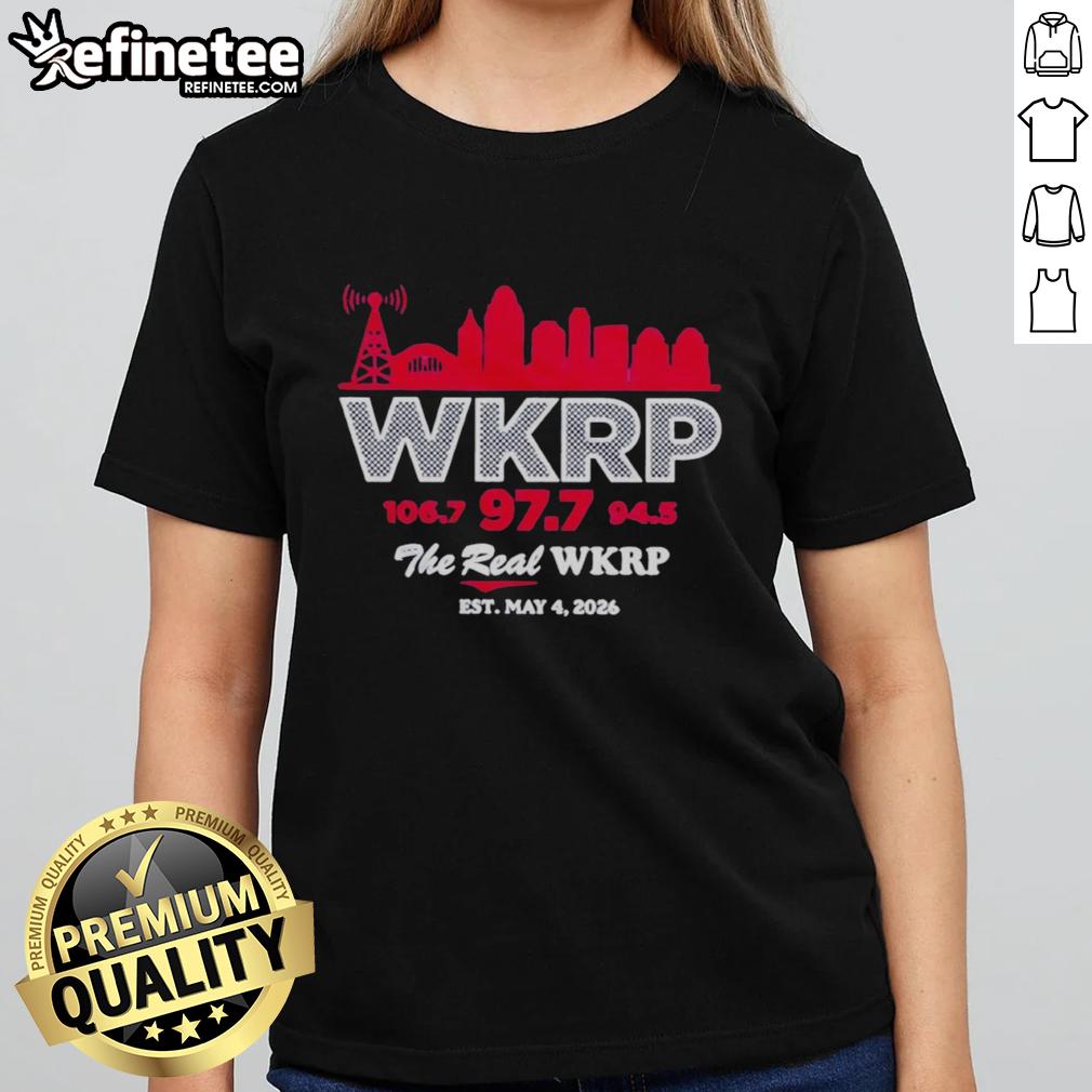 Alt Text: Hot The Real WKRP Inaugural 2026 Skyline Ladies Tee featuring stylish design and vibrant colors for fans.