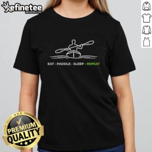 Nice Eat Paddle Sleep Repeat Ladies Tee featuring a fun graphic design for outdoor enthusiasts and active women.