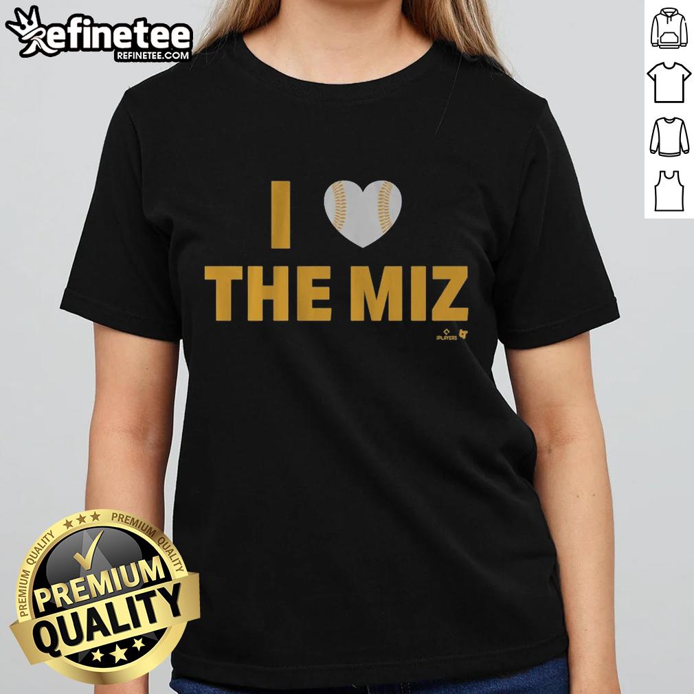 Alt Text: Nice Jacob Misiorowski I Heart The Miz Ladies Tee featuring a stylish design perfect for wrestling fans.