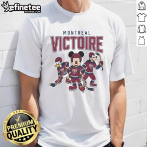 Nice Montreal Victoire Disney Team Ice Hockey T-Shirt featuring vibrant graphics and team colors for fans.