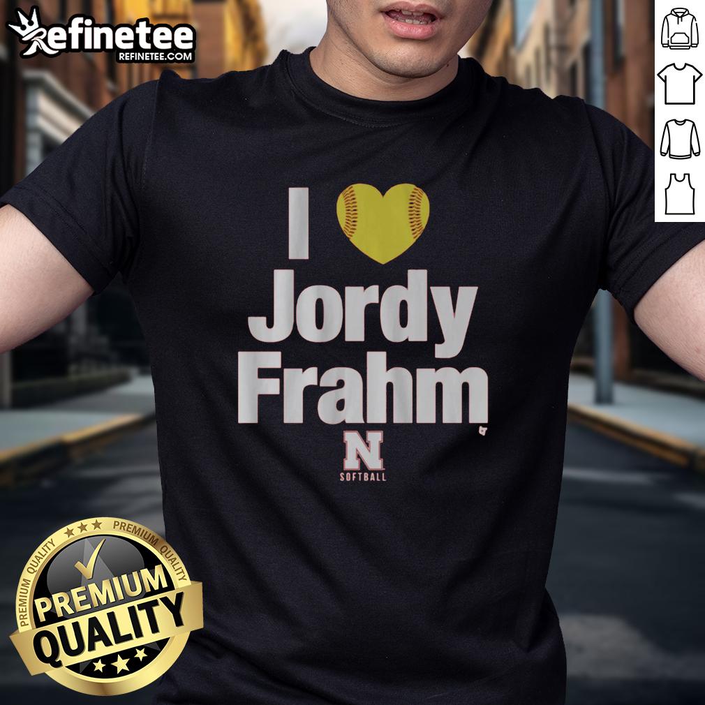 Alt Text: Nice Nebraska Softball I Heart Jordy Frahm T-Shirt featuring a stylish design for fans of Jordy Frahm and Nebraska softball.