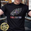 Collage logo T-shirt featuring Philadelphia Eagles NFL and other Philadelphia sports teams, showcasing team spirit and pride.